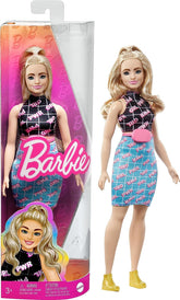 Barbie Fashionistas Curvy Blonde Doll In Girl Power Outfit #202 for Kids Ages 3+ (HPF78)